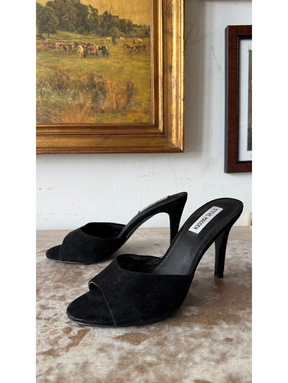 Y2K Steven Madden Erin Black Mules Size 7.5